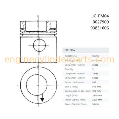 Engine Spare Parts Coated Aluminum Alloy Piston OM364N 0027900 93831606