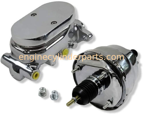 Universal 7" Dual Brake Booster For GM Yellow Zinc Black Chrome