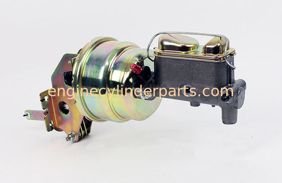 Universal 7" Dual Brake Booster For GM Yellow Zinc Black Chrome
