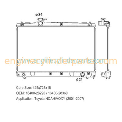 16400-28360 Auto Aluminum Radiator For Toyota Voxy Azr60 1az-Fse  Ipsum